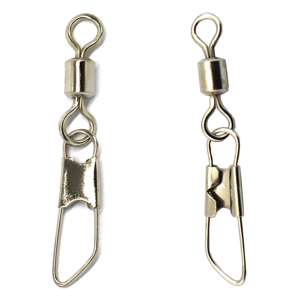 10/20 pieces/lot Rolling Swivels with Safety Snap Saltwater Terminal Tackle Fishhooks Stainless Steel Fishing Connector