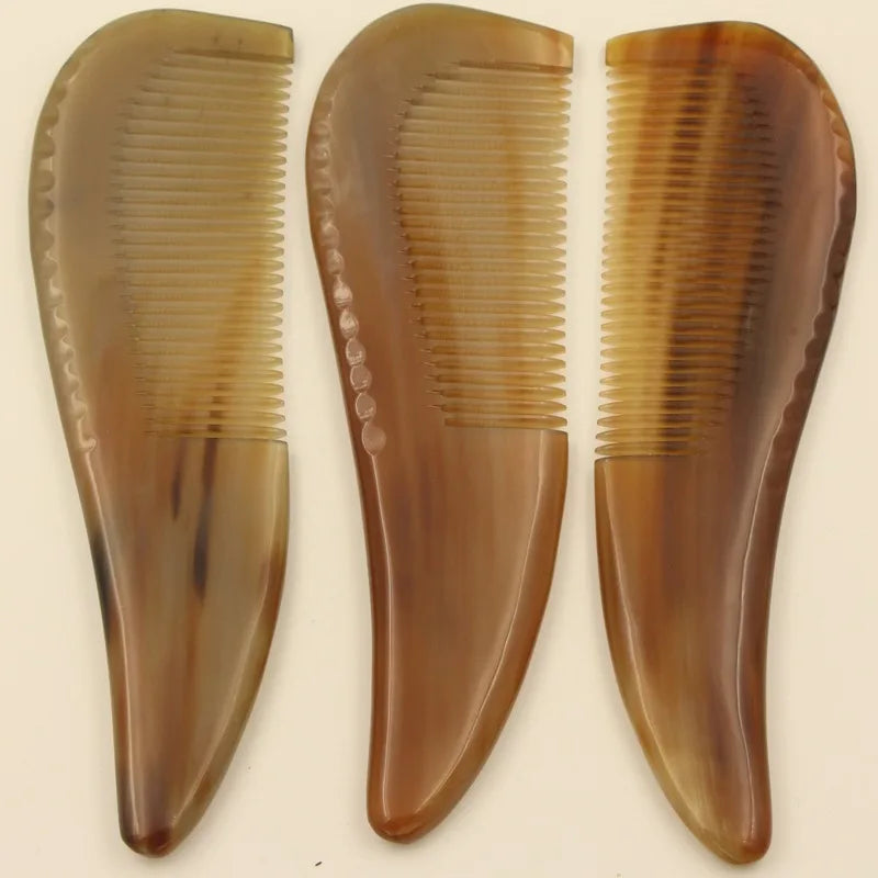 1pcs Sisir Untuk Gadis Sisir Tanduk Kerbau Anti Statik Asli Berus Penjagaan Rambut Gigi Sempit Hadiah Berus Rambut Lurus