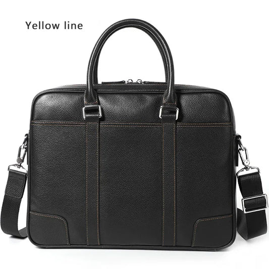 Famous Brand Man Briefcase Genuine Leather Men Bag Fashion Male Shoulder Laptop Bag Handbag Business Cow Leather Men's Briefcase