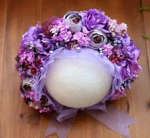 Handmade Newborn baby girl flower bonnet hat Newborn photography props Baby girl bonnet photo props