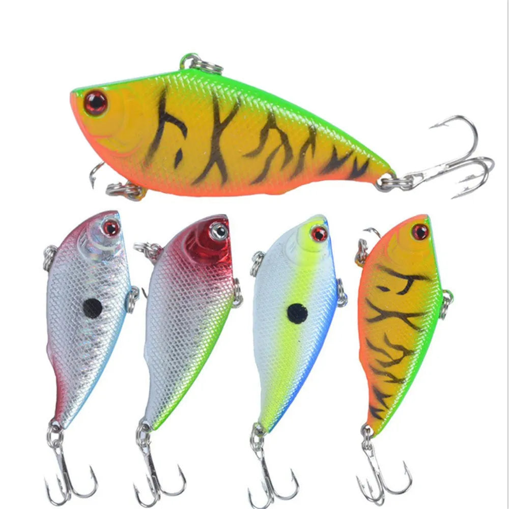 1Pcs 5.5cm/ 7.5g Fresh Sea Hard Fishing Lure VIB Bait With Lead Artificial Crankbait Inside Diving Swivel Jig Wing Wobbler