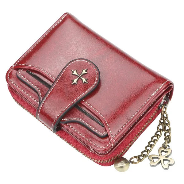 Dompet dan Dompet Wanita Beg Wang Kulit PU Wanita Dompet Pengait Pendek Pemegang Kad Syiling Kecil Biru Merah Clutch Dompet Wanita Baharu