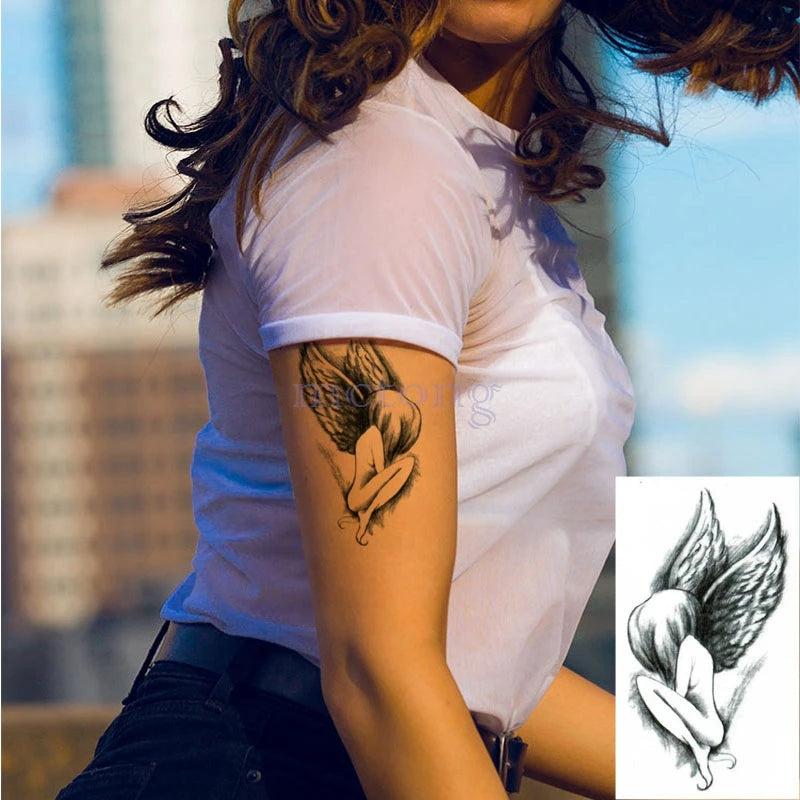 Pelekat Tato Sementara Kalis Air Tato Huruf Segitiga Rama-Rama Tatuajes Tangan Tatouage Body Flash FakeTattoo Sticker Taty