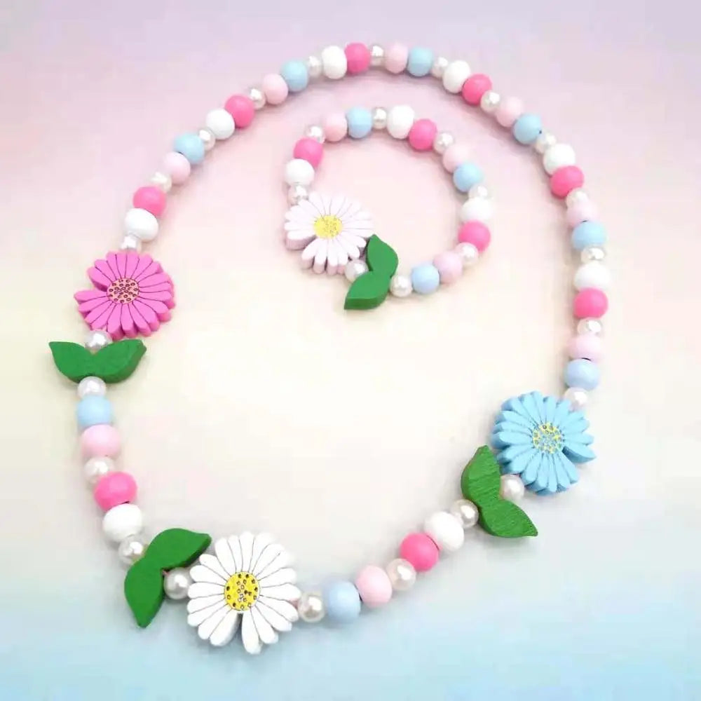 Cute Animal Flower Cartoon Flower Children's sweater necklace bracelet for children gift cp2585