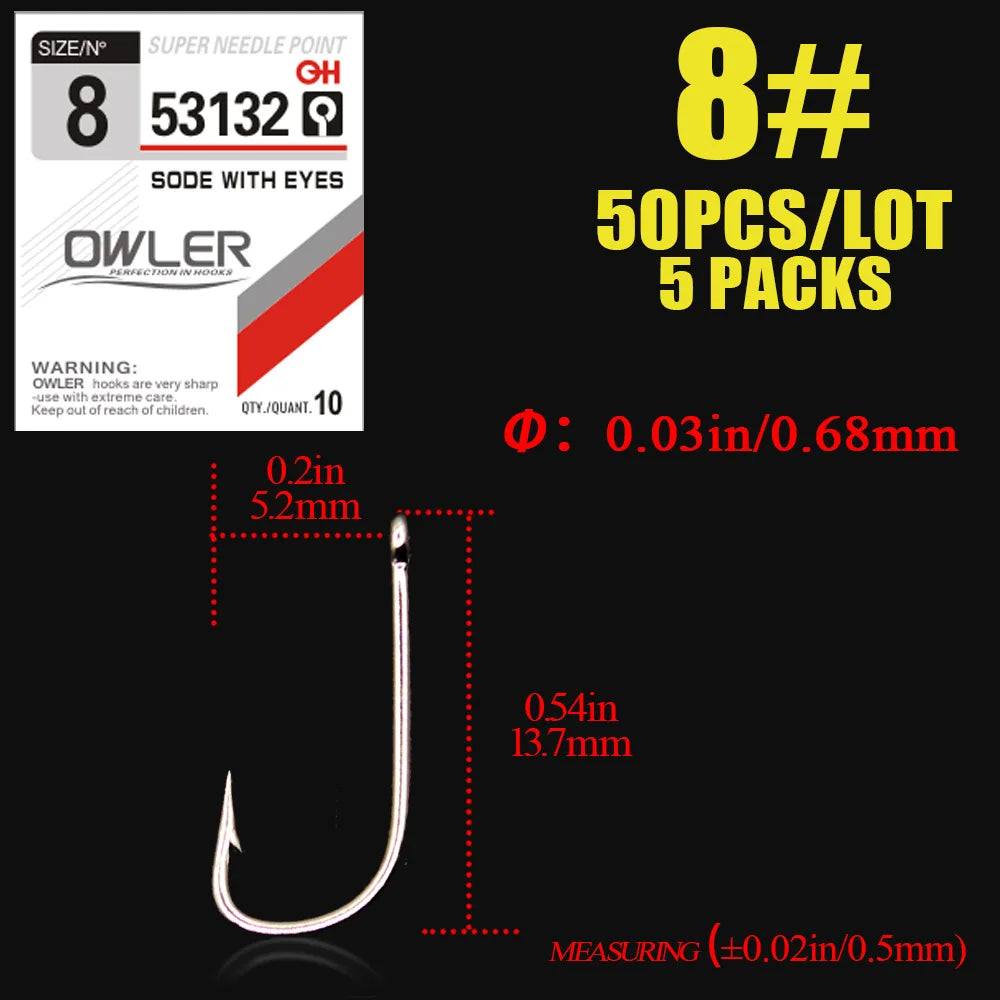 50pcs/lot Fishing Hook SODE With eyes  Barbed Fishhook Bent  Fly Fishing Tackle hook AD Sharp Ringed Carp Hook  iseama