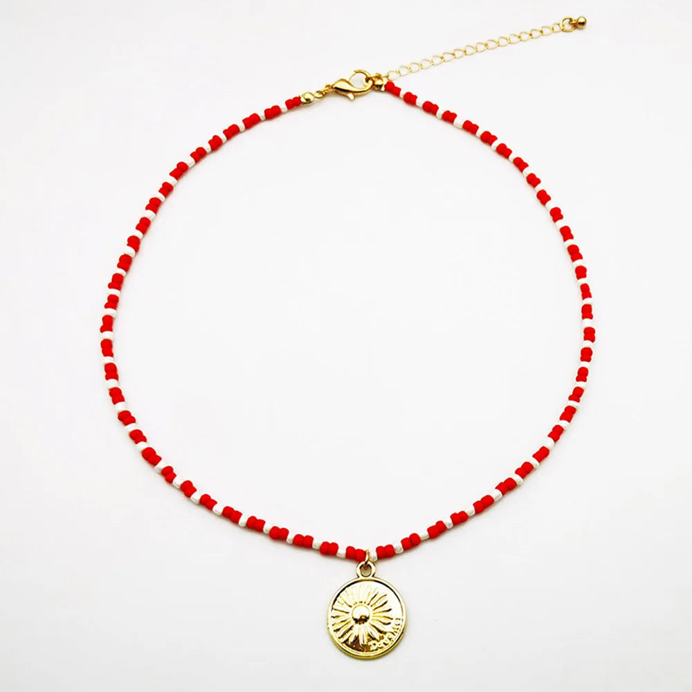 Bohemian Multilayer Handmade Bead Pendant Necklace Fashion Ethnic Vintage Starfish Heart Love Choker Beach Jewelry Bijoux Gift