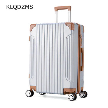 KLQDZMS 20''22''24''26 Inci ABS Beg Bagasi Troli Peribadi Wanita Set Beg Beg Fesyen Beroda Gaya Kolej Troli Panas