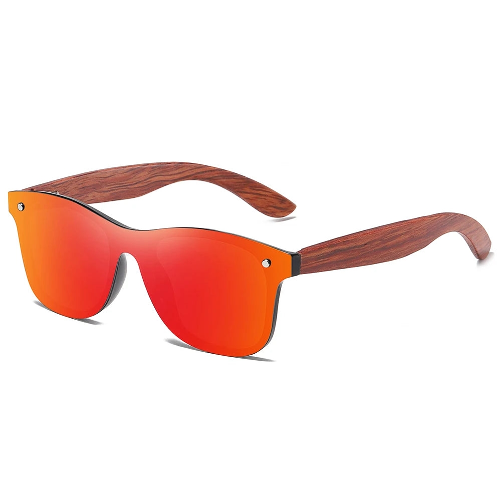 GM Kacamata Kayu Merah Buatan Tangan UV400 Cermin Terpolarisasi Cermin Mata Hitam Lelaki Wanita Reka Bentuk Vintaj Oculos de sol masculino