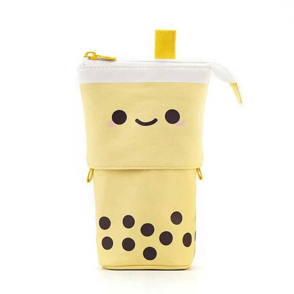 Cute Telescopic Pencil Case Boba Tea Shaped Pencil Case Kawaii Pen Pouch Stationery Holder Big Stationery Bag Cute Pen Holder