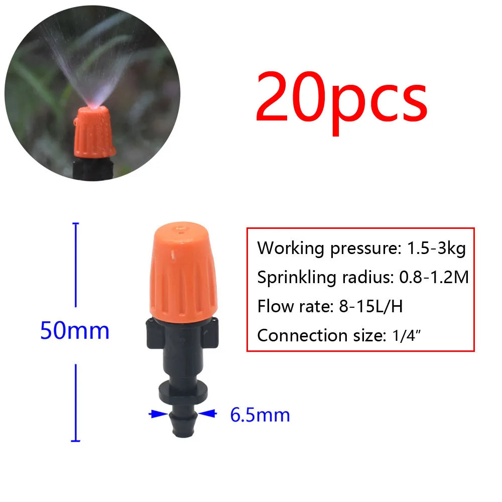 Garden Watering Sprinkler Mist Nozzle Dripper Drip Irrigation Garden Greenhouse Adjustable Mist Emitters Stake Micro Spray