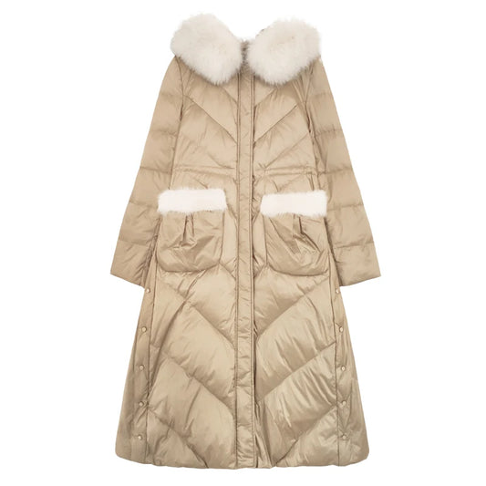 AYUNSUE Coat Female Winter Real Fox Fur Collar Parkas Woman White Duck Down Jackets Female Long Coats Parka Abrigo Mujer 2020