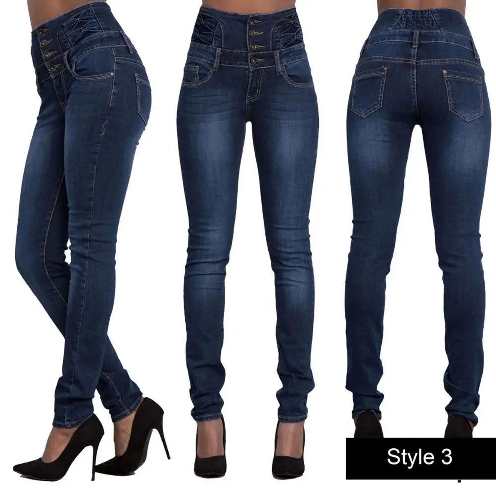 2023 Hot Sale Wanita Pinggang Tinggi Jeans Slim Fit Seksi Kurus Pinggul Jeans Wanita Musim Gugur Musim Sejuk Seluar Pakaian Wanita Berkualiti Tinggi