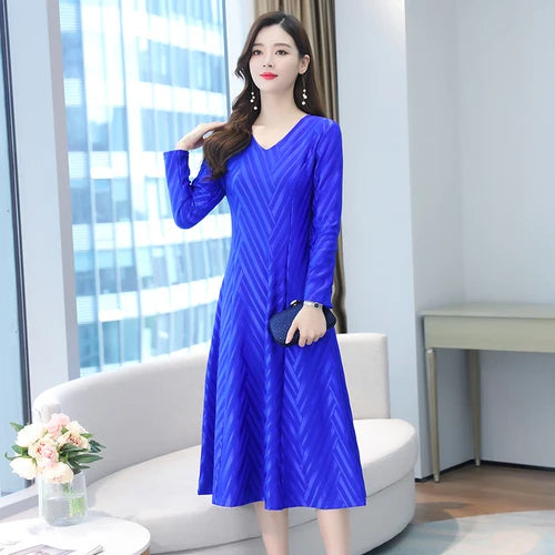 Musim Gugur Musim Sejuk Vintage Pakaian Midi Merah Pepejal 2024 Pakaian Maxi Petang Bodycon Seksi Wanita Pesta Lengan Panjang Vestidos Perkahwinan Elegan