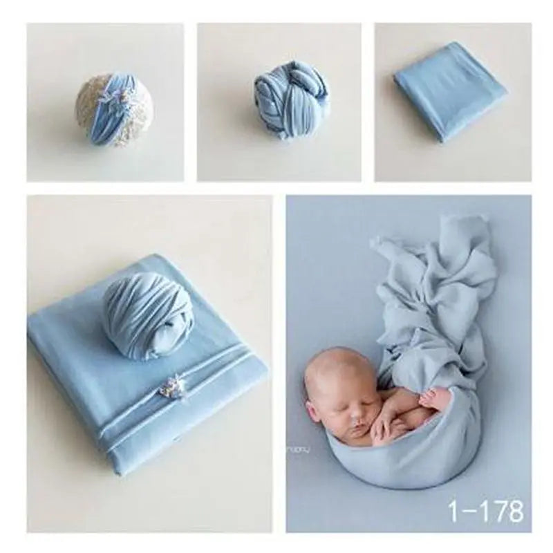 Baby Photography Blankets Wrapped In Cloth Swaddling And Headwear Infant Headdress Newborn Baby Photography Props Many Colors