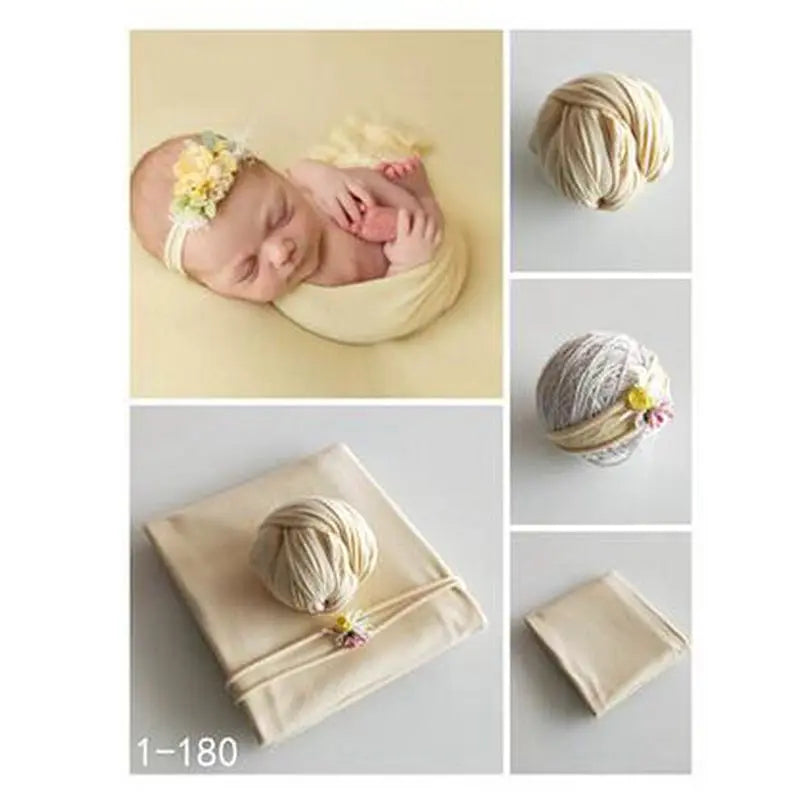 Baby Photography Blankets Wrapped In Cloth Swaddling And Headwear Infant Headdress Newborn Baby Photography Props Many Colors