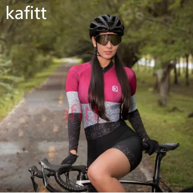 2022-KAFITT triathlon race jersey overalls sports running woman one-piece dress long-sleeved loop suit 20DGEL