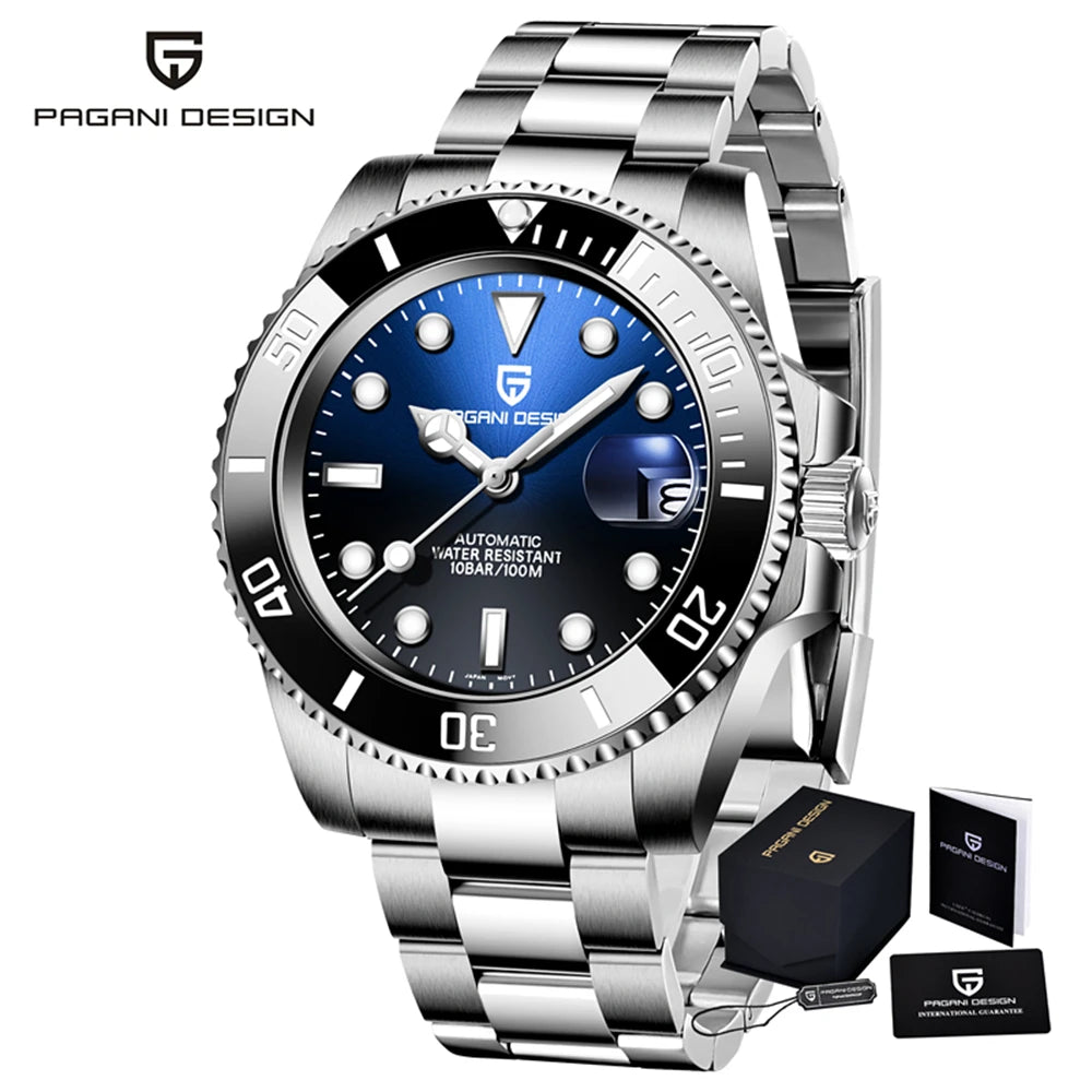 PAGANI DESIGN 2024New Men's Watch Stainless Steel Clock Sapphire Automatic Mechanical Military Business Watch Montre Homme