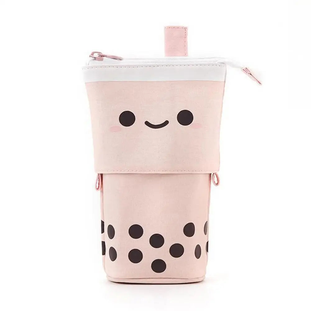 Cute Telescopic Pencil Case Boba Tea Shaped Pencil Case Kawaii Pen Pouch Stationery Holder Big Stationery Bag Cute Pen Holder