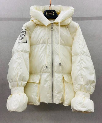 Down Jackets Women Hooded Parkas Coat Fashion Winter Jacket Parka Pocket Zipper Loose Thick Warm Overcoat Female Winter Coat