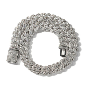 Uwin 16mm Baguette Cuabn Chain Prong Setting 2 Colors Miami Choker Iced Out Chain Bling CZ Necklace Hiphop Jewelry