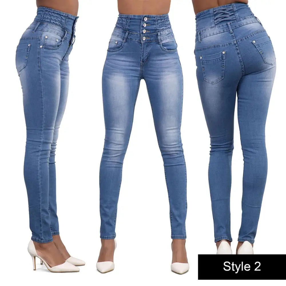 2023 Hot Sale Wanita Pinggang Tinggi Jeans Slim Fit Seksi Kurus Pinggul Jeans Wanita Musim Gugur Musim Sejuk Seluar Pakaian Wanita Berkualiti Tinggi