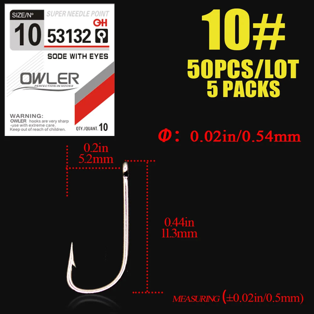 50pcs/lot Fishing Hook SODE With eyes  Barbed Fishhook Bent  Fly Fishing Tackle hook AD Sharp Ringed Carp Hook  iseama