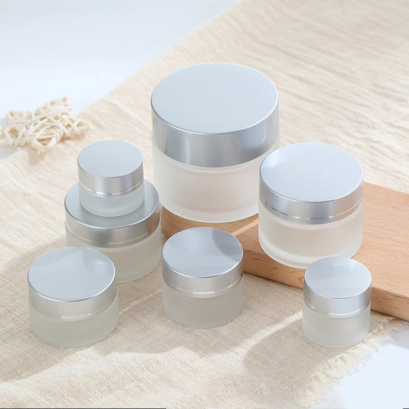 20pcs 5g 10g 20g 30g 50g Frosted Glass Refillable Ointment Bottles Empty Cosmetic Jar Gel Pot Eye Shadow Face Cream Container