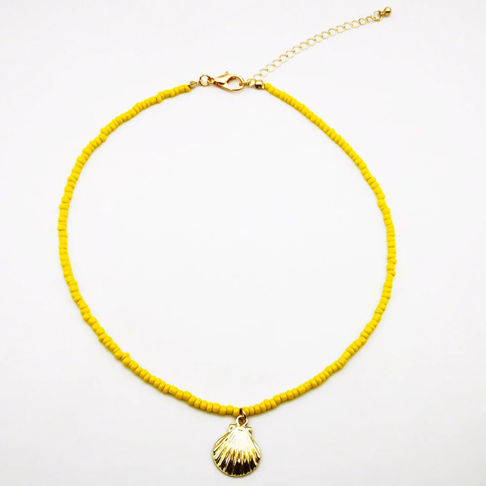 Bohemian Multilayer Handmade Bead Pendant Necklace Fashion Ethnic Vintage Starfish Heart Love Choker Beach Jewelry Bijoux Gift