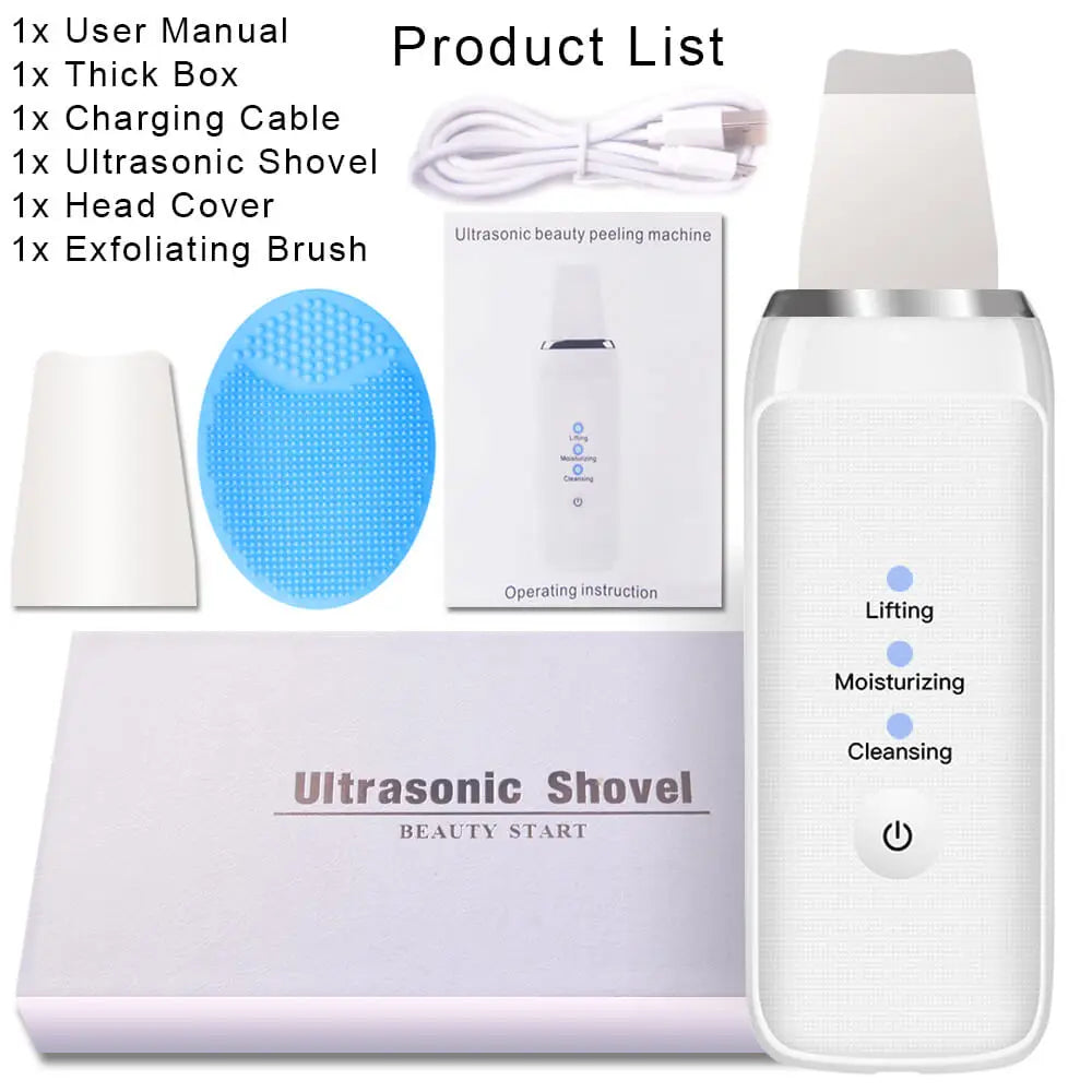 Ultrasonik Deep Face Cleaning Scrubber Kulit Menghilangkan Kotoran Blackhead Mengurangkan Kedutan bintik Spatula Facial Whitening Lifting Device