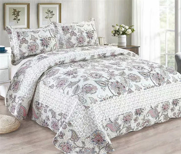 Handmade Quilted Bedspread Set, 100% Cotton, Patchwork Duvet, Linen Blanket, Cubrecam Bed Cover, Summer Quilt Bedding Set, 3Pcs
