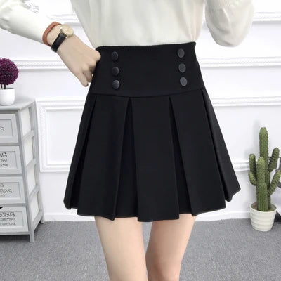 Skirt Wanita Musim Panas Lace-up Hitam Skirt Tutu A-line Gaya Preppy Pelajar Berlipat Semua Padanan Elegan Mudah Pinggang Tinggi Bergaya Baru