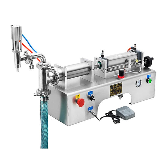 Mesin pengisian cecair kepala tunggal mendatar Pneumatik Pengisi Cecair Wain Susu Jus Mesin Pengisian kuantitatif
