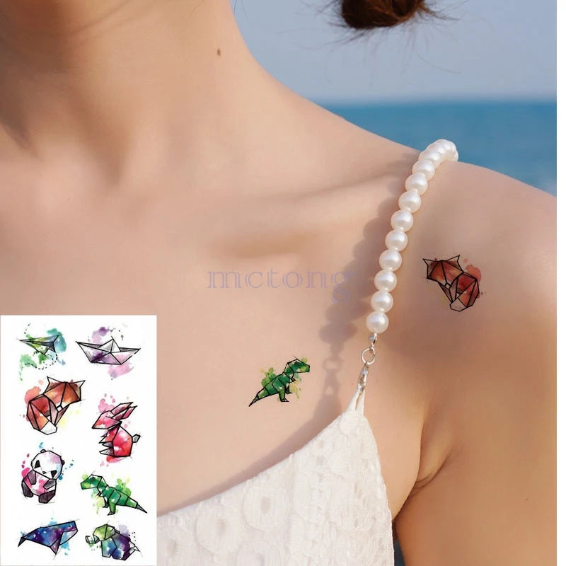 Pelekat Tato Sementara Kalis Air Tato Huruf Segitiga Rama-Rama Tatuajes Tangan Tatouage Body Flash FakeTattoo Sticker Taty