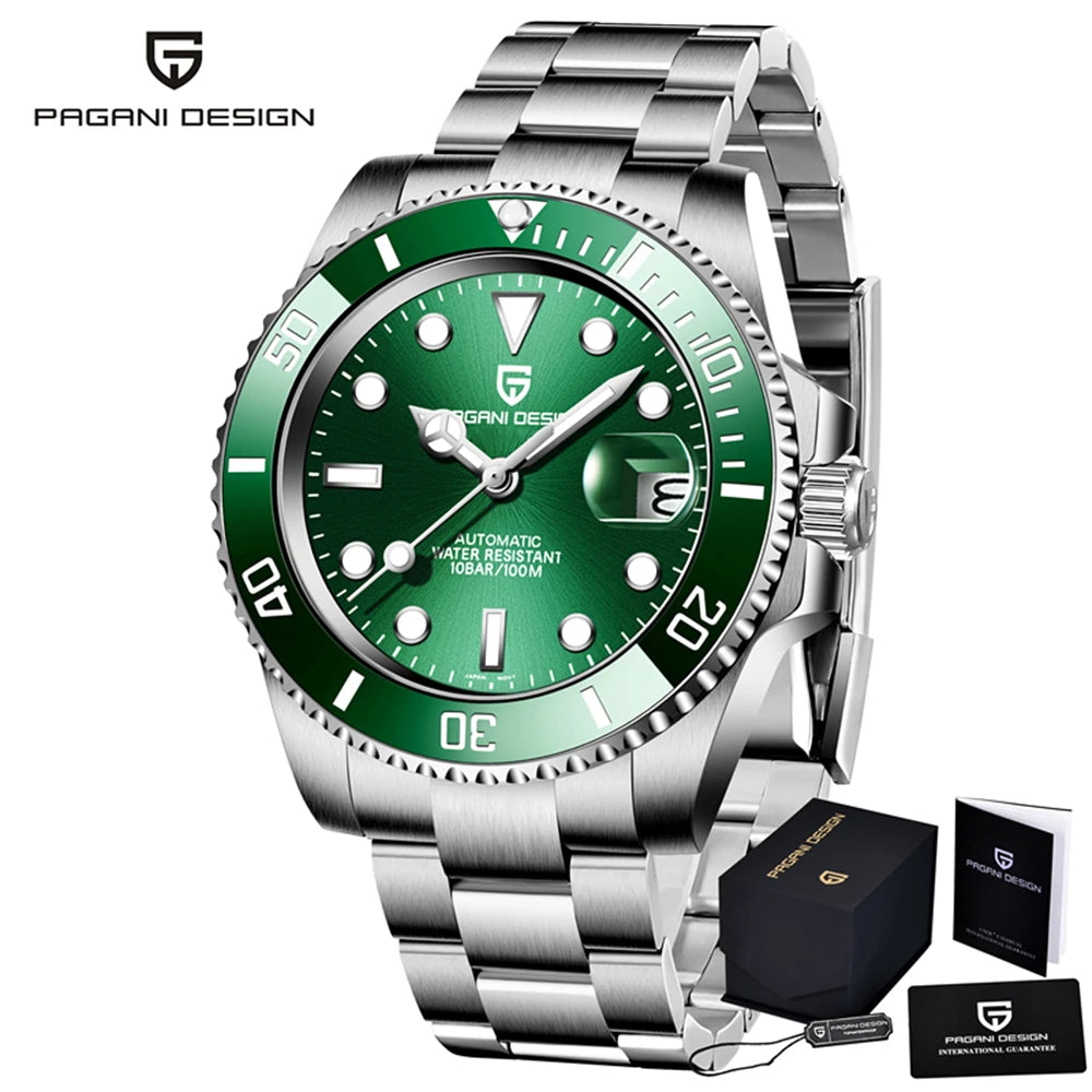 PAGANI DESIGN 2024New Men's Watch Stainless Steel Clock Sapphire Automatic Mechanical Military Business Watch Montre Homme