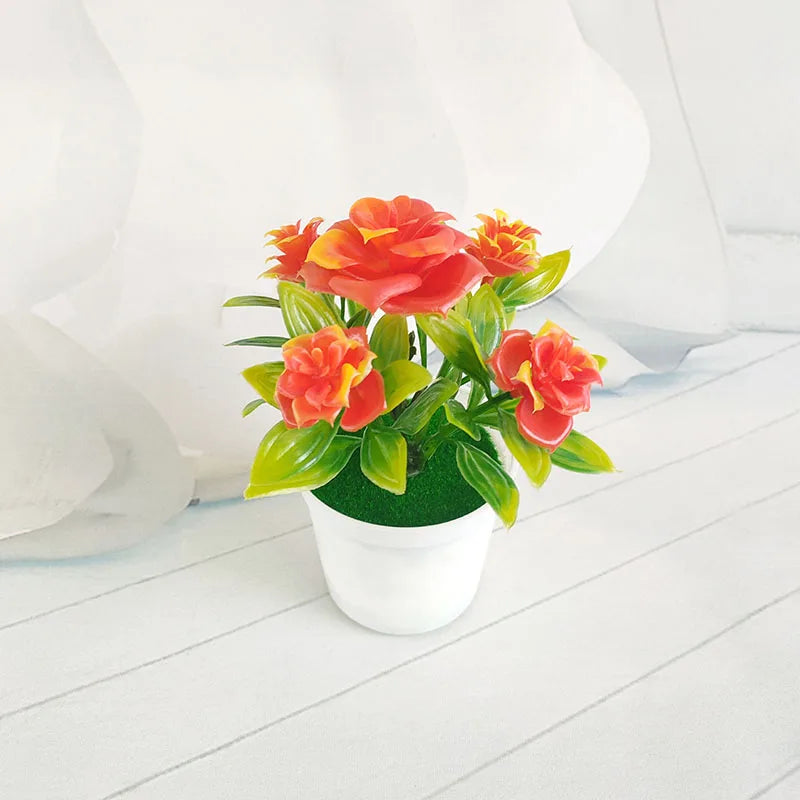 Artificial Potted Plant Bonsai Orange Pomegranate Fruit Tree With Pot Plastic Garden Fake Plant Decoration Home Decoration