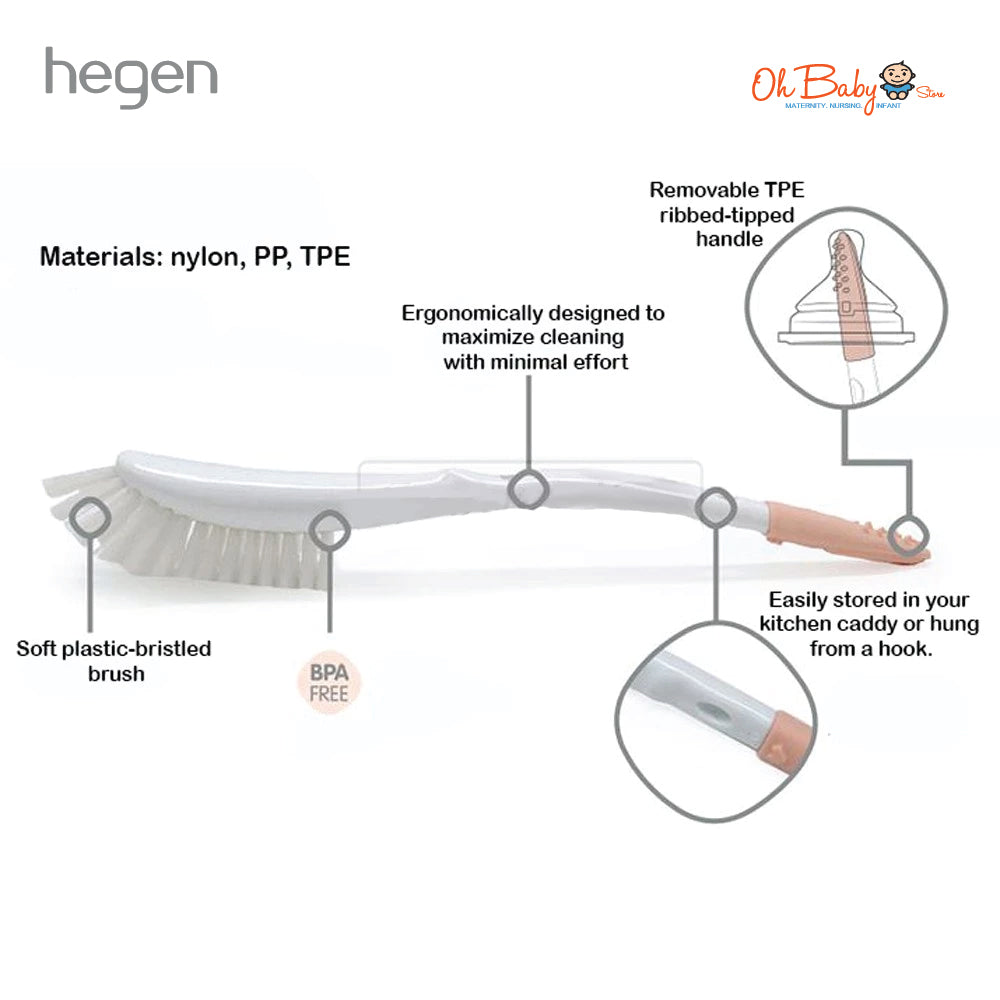 Hegen Bottle Brush & Teat Cleaner | Ergonomic Design, Gentle Cleaning | Untuk Semua Botol Bayi