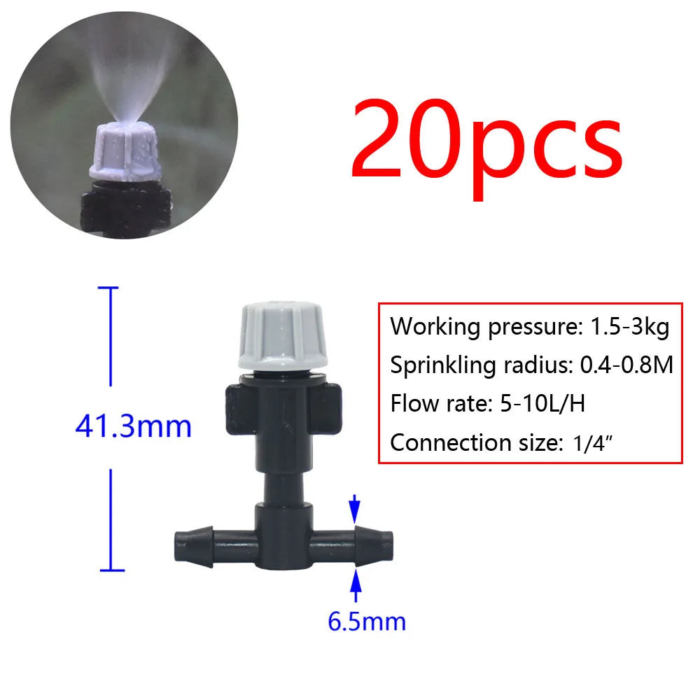 Garden Watering Sprinkler Mist Nozzle Dripper Drip Irrigation Garden Greenhouse Adjustable Mist Emitters Stake Micro Spray
