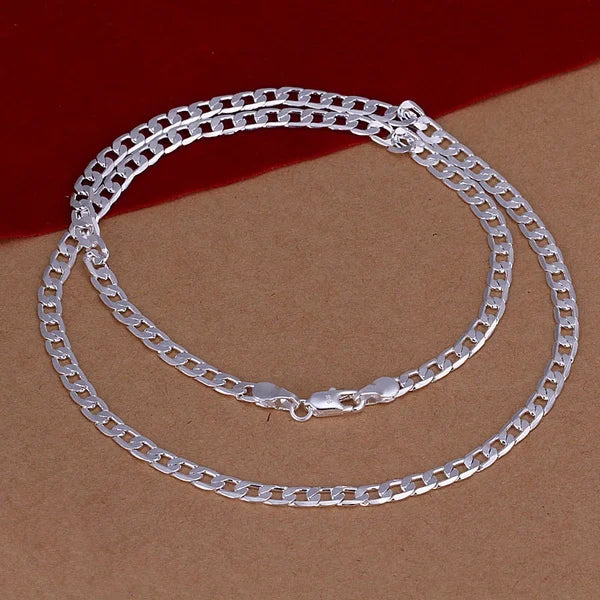16-30inch Silver color exquisite noble luxury gorgeous charm fashion charm 4MM chain women men necklace Silver jewelry N132
