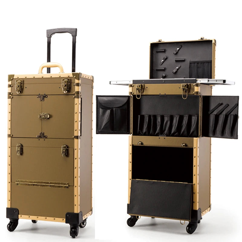 Kotak alat dandanan rambut troli solek bagasi pendandan rambut peralatan dandanan rambut khas beg pakaian kosmetik pelbagai fungsi