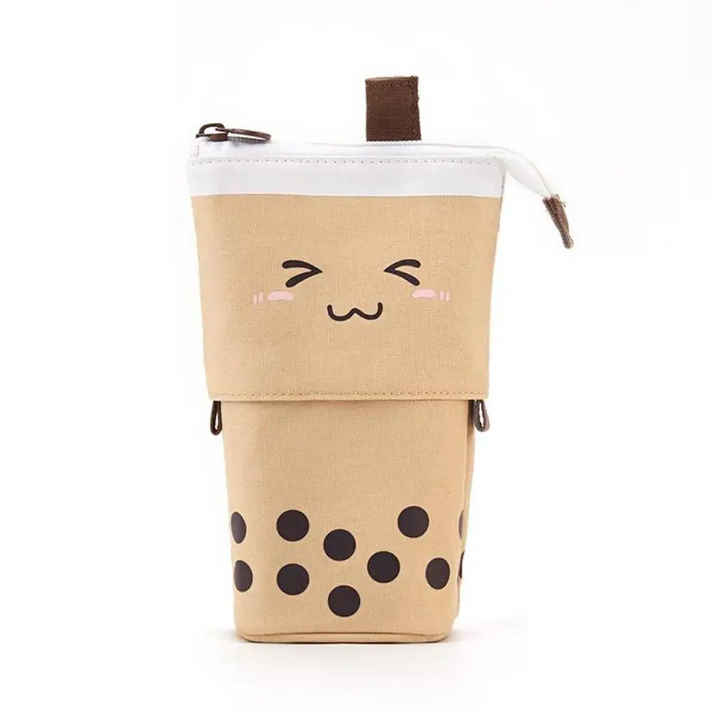 Cute Telescopic Pencil Case Boba Tea Shaped Pencil Case Kawaii Pen Pouch Stationery Holder Big Stationery Bag Cute Pen Holder