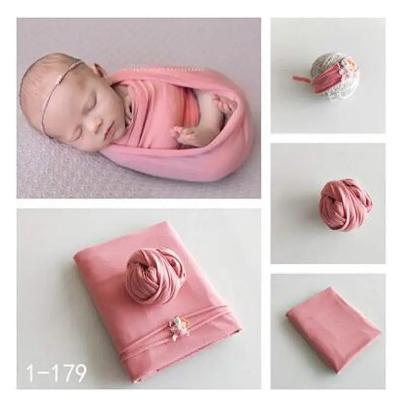 Baby Photography Blankets Wrapped In Cloth Swaddling And Headwear Infant Headdress Newborn Baby Photography Props Many Colors