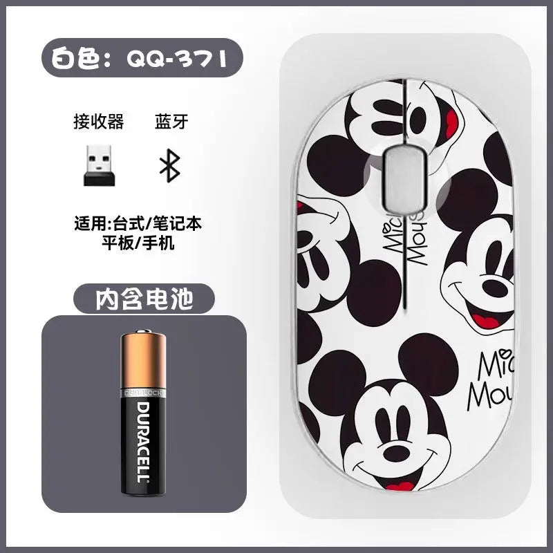 Disney Kawaii Mickey Mouse dan Minnie Wireless Bluetooth Mouse Kartun Comel USB Bluetooth Dual Mode Laptop Rumah Super Senyap