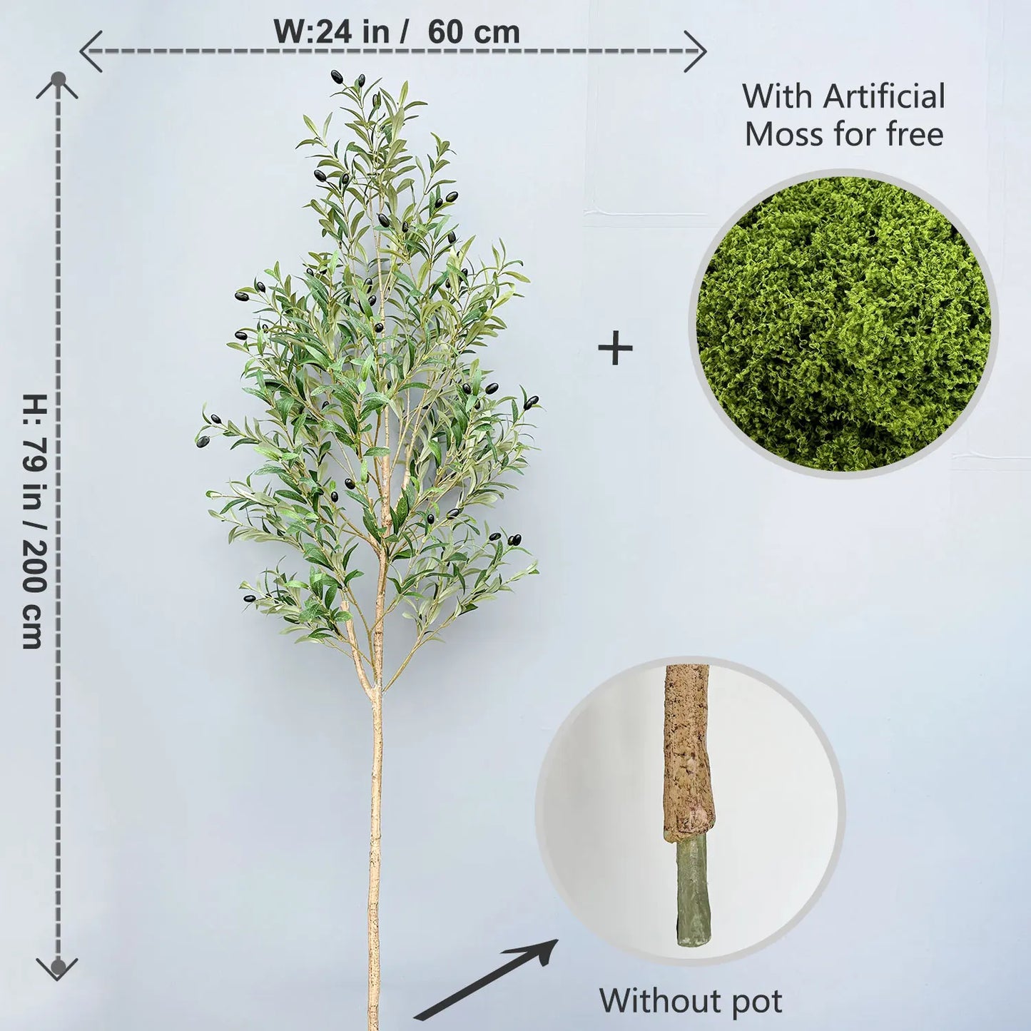65-200CM Artificial Olive Plant tree High Branches Faux plant Plastic Leaf Ornamental indoor Artificial Plant for Home Decor
