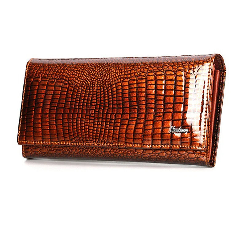 Genuine Leather Wallet Women Long Women's Leather Wallets Alligator Pattern Female Purse Luxury Brand Money Bag