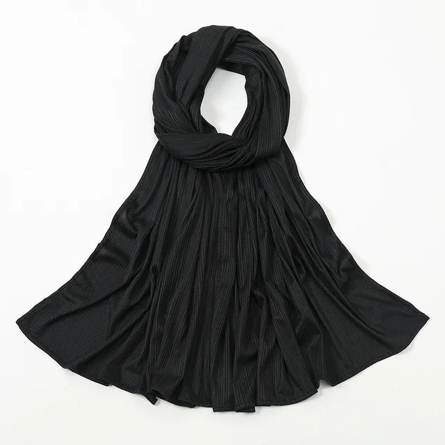 Tudung Jersi Premium untuk Wanita Tudung Selendang Panjang Polos Wanita Muslimah Anjal Tudung Berusuk Stripe Turban Cotton Tudung Islami