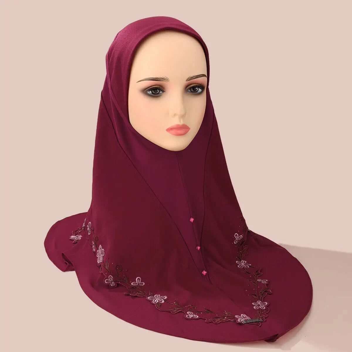 Malaysia Embroidery Floral 2 Layer Hijab Instant Muslim Wear Direct Selendang Islamik Tudung Arab Turban