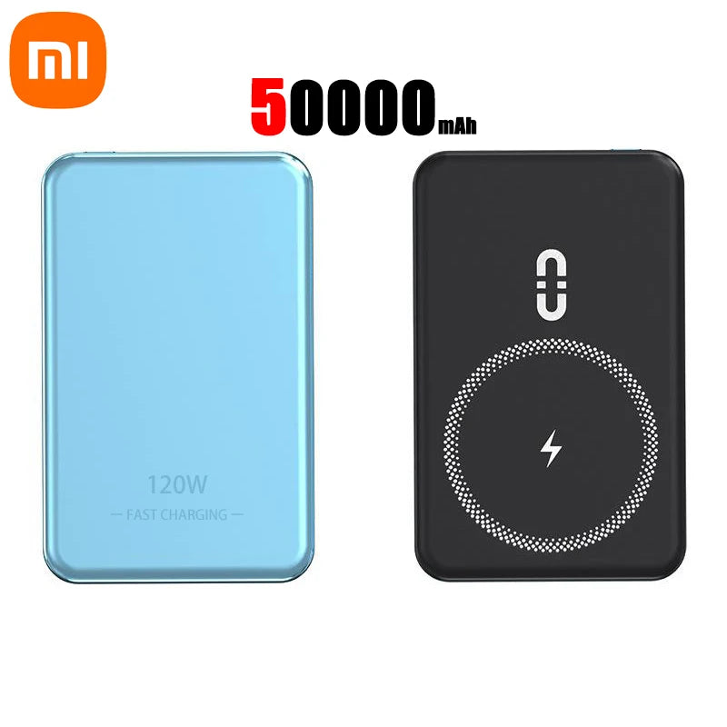 Xiaomi 50000mah Power Bank Magsafe Kuasa Mudah Alih Wireless Power Bank Pengecasan Magnet Tanpa Wayar Sesuai Untuk iPhone Samsung
