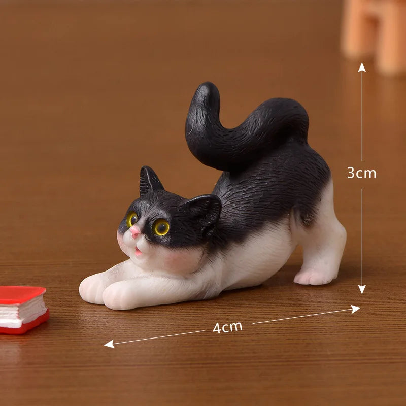 1pcs Resin Kucing Hiasan Anak Kucing Patung Haiwan Miniatur Taman Peri Hiasan Rumah Anak Patung DIY Mikro Landskap Hiasan Rumah