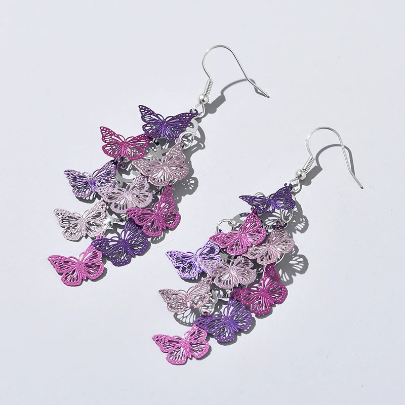 Vintage Hollow Leaves Drop Earrings for Women Bohemian Colorful Long Dangle Earrings 2024 Fashion Jewelry boucle oreille femme
