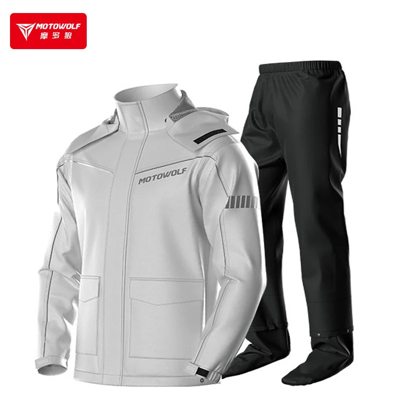 Motorcycle Rainsuit Waterproof Split Raincoat Suit Cycling Motorbike Jacket and Pants Lightweight Foldable Windproof Reflective